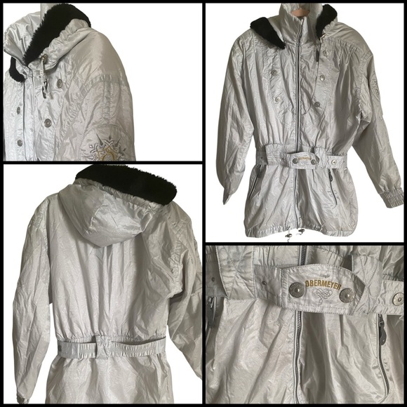 Obermeyer Vintage Ski Jacket Thermolite Iridescent Faux Fur Removable Hood 12 - Picture 1 of 16